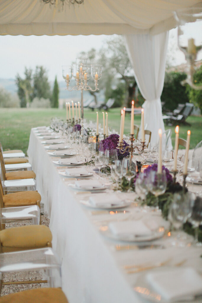 long table decor wedding in italy