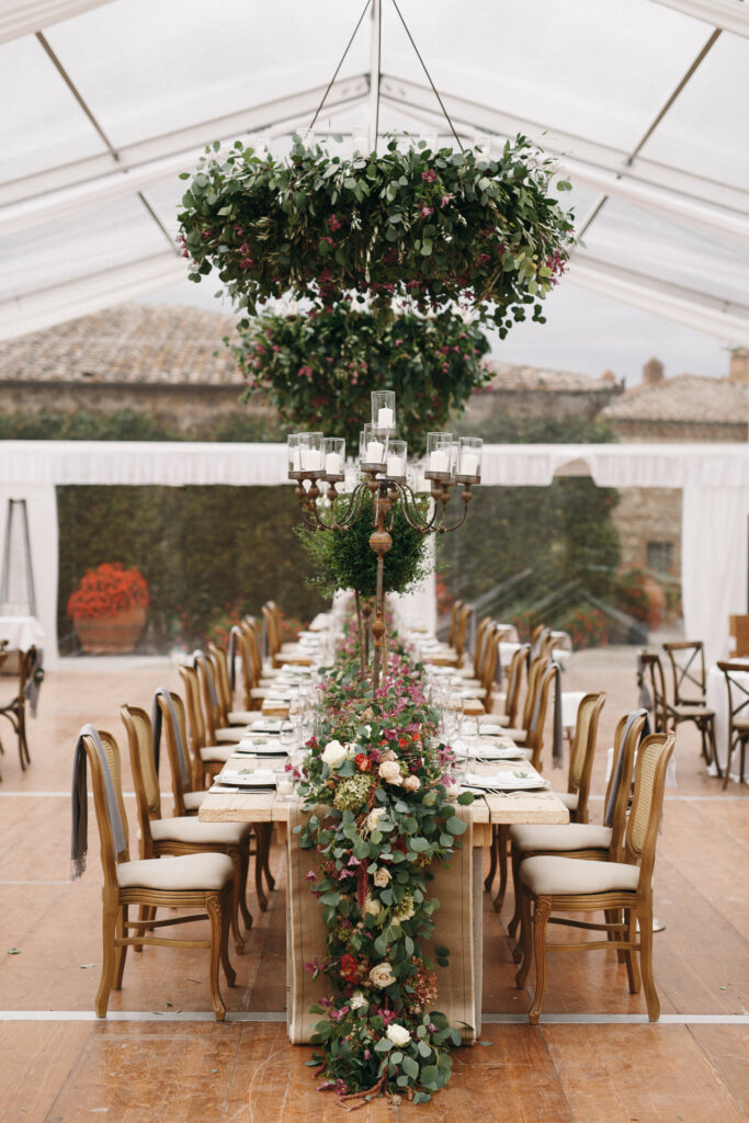 long table decor wedding in italy