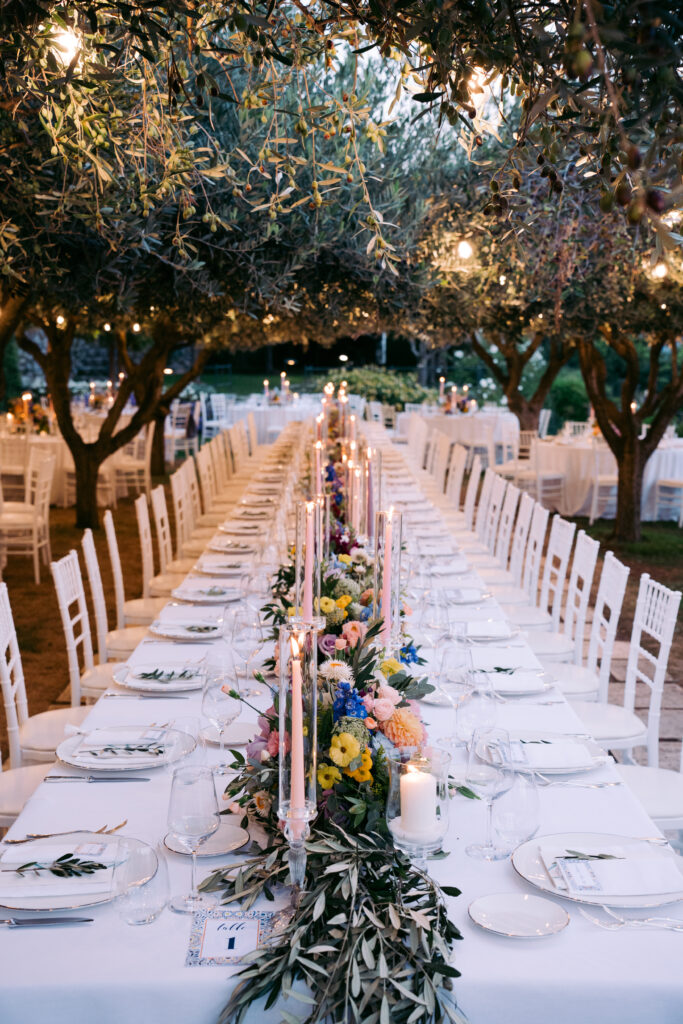 long table decor wedding in italy